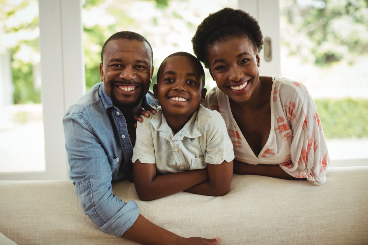 A happy family smiling